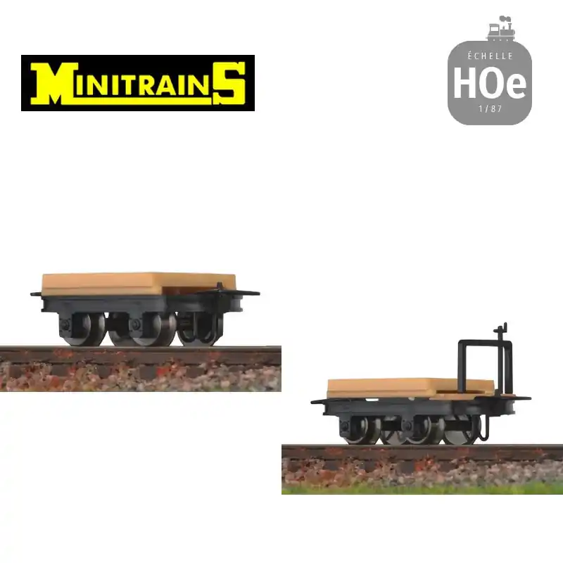 Set de 4 wagonnets plats H0e Minitrains 3115 - Preisknaller