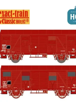 Set 2 wagons couverts type K G4 brun UIC SNCF Ep III HO Exact-Train EX20925 | Zertifiziert