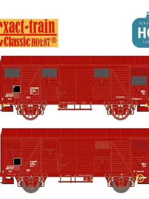 Neu im Shop - Set 2 wagons couverts type Gs G4 brun UIC SNCF Ep IV HO Exact-Train EX20924