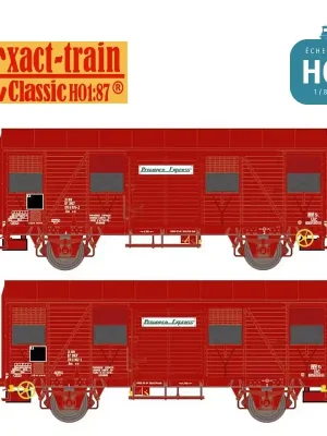 Set 2 wagons couverts type Gss 4-01 G4 brun UIC Provence Express SNCF Ep IV HO Exact-Train EX20926 | Extra sparen