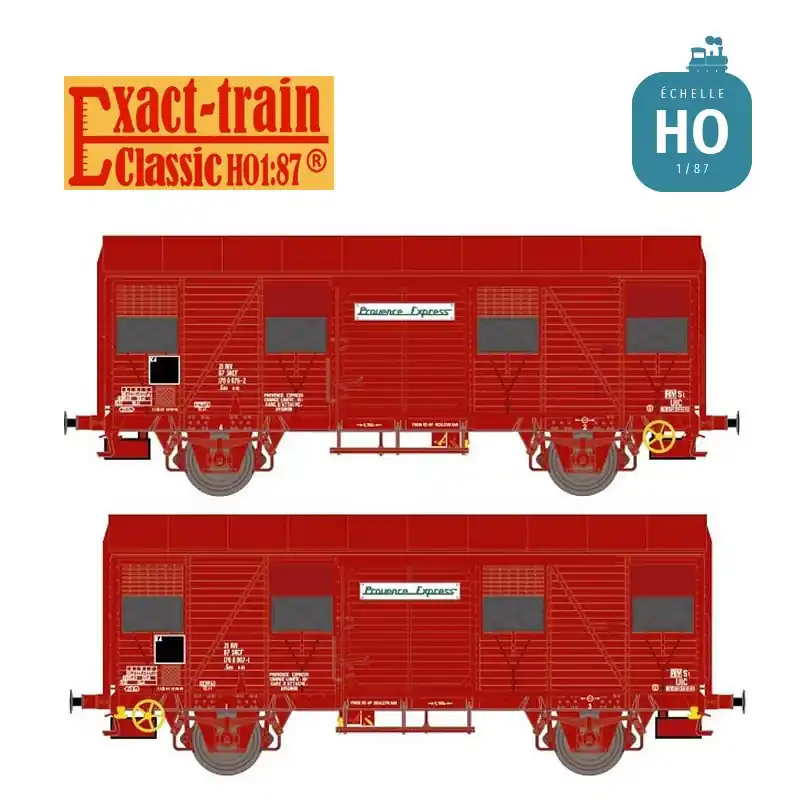 Set 2 wagons couverts type Gss 4-01 G4 brun UIC Provence Express SNCF Ep IV HO Exact-Train EX20926 | Extra sparen