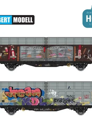 Zertifiziert - Wagon à parois coulissantes Hbbillns avec graffitis CH-SBB Ep VI HO Albert Modell 245066