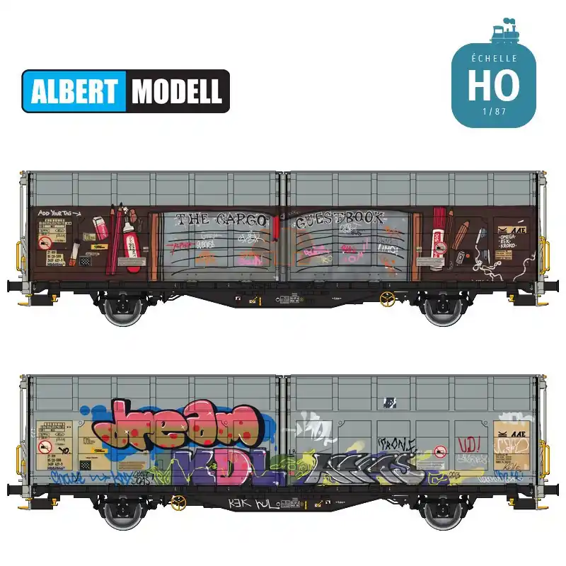 Zertifiziert - Wagon à parois coulissantes Hbbillns avec graffitis CH-SBB Ep VI HO Albert Modell 245066