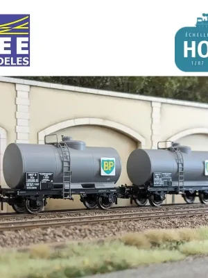 Hohe Qualität - Coffret 2 wagons citernes pétrole BP SNCF Ep III HO REE WB-876
