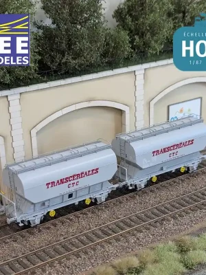 Coffret 2 wagons céréaliers TRANSCEREALES CTC SNCF Ep IV-V HO REE WB-885 - Versandbereit