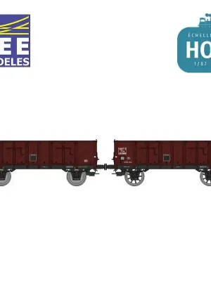 Coffret 2 wagons tombereaux Ludwigshafen caisses en métal SNCF Ep III HO REE WB-916 - Versand noch heute