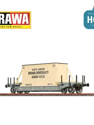 Deal - Wagon plat surbaissé et caisse "Brown Boveri & Cie" SBB Ep II HO Brawa 47915