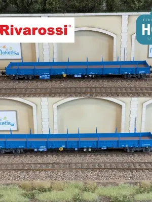 Coffret 2 wagons plats à ranchers type Res livrée bleue PRESS Ep VI HO Rivarossi HR6671 | Preiswert