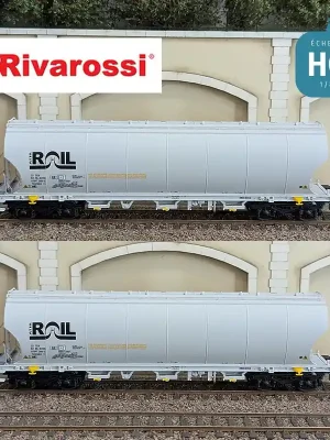 Coffret 2 wagons céréaliers à parois bombées gris ATIR-RAIL Ep VI HO Rivarossi HR6675 - Jetzt kaufen