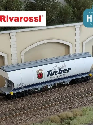 Markenqualität - Wagon céréalier à parois bombées "Tucher" livrée bleu clair DB Ep V-VI HO Rivarossi HR6676