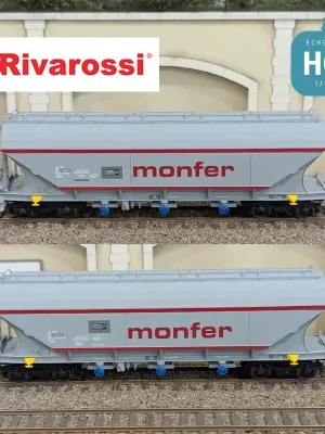 Coffret 2 wagons céréaliers à parois plates gris "MONFER" I-ERSA Ep VI HO Rivarossi HR6677 | Bestellbar