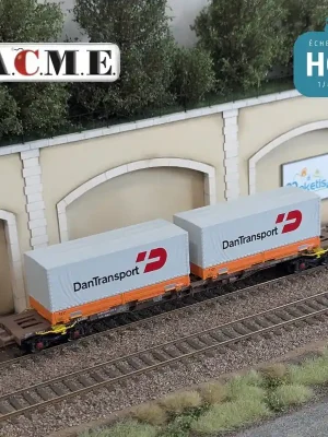 Sicher bezahlen | Multimodaler Wagen Typ Sgns DSB mit 2 Wechselbehältern „Dan TRANSPORTS“ EP IV-V HO ACME 40373