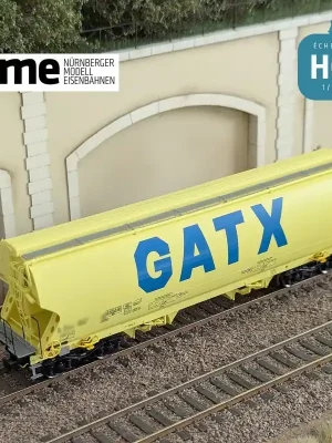 Aktionspreis - Wagon céréalier Tagnpps 95m3 GATX vert fluo Ep VI HO NME 525602