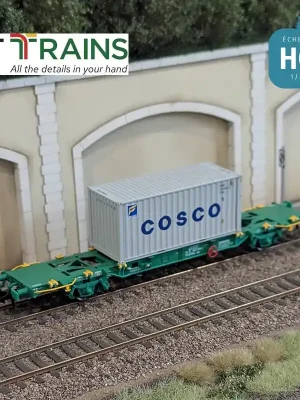 Direkt ab Werk - Wagon multimodal type Lgss 45 TRANSFESA + 1 container 20‘ COSCO Ep VI HO PT TRAINS 100181