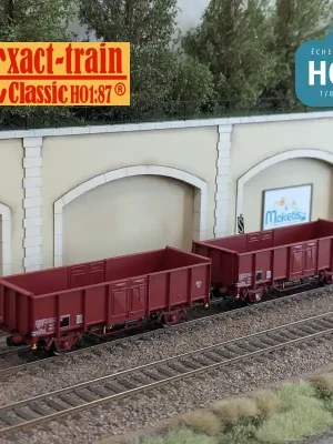 Qualitätsprodukt - Set 2 wagons tombereaux UIC II Tow EUROP boîtes d’essieux OCEM/SKF, roues Leonard et pleines SNCF Ep III HO Exact-Train EX23951