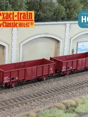 Set 2 wagons tombereaux UIC II .E EUROP boîtes d’essieux OCEM/SKF, roues Leonard et pleines SNCF Ep IV HO Exact-Train EX23953 - Premium