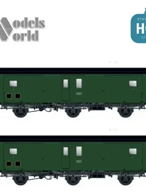Jetzt bestellen - Set 2 fourgons 3 essieux PLM métallisés type Dqd2m avec feux fin de convoi SNCF Ep IIIc-d Modelsworld MW104