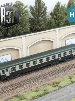 Voiture voyageurs USI B10t courte bogie Y16 vert/gris SNCF Ep V avec éclairage HO R37 42505 - Extra-Rabatt