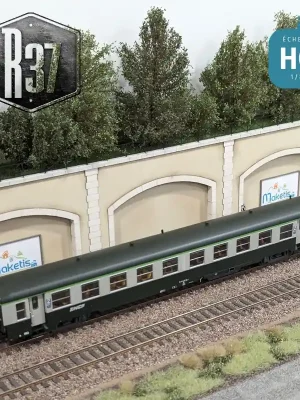 Voiture voyageurs USI B10t longue bogie Y16 vert/gris SNCF Ep IVb avec éclairage HO R37 42510 - Direkt vom Hersteller