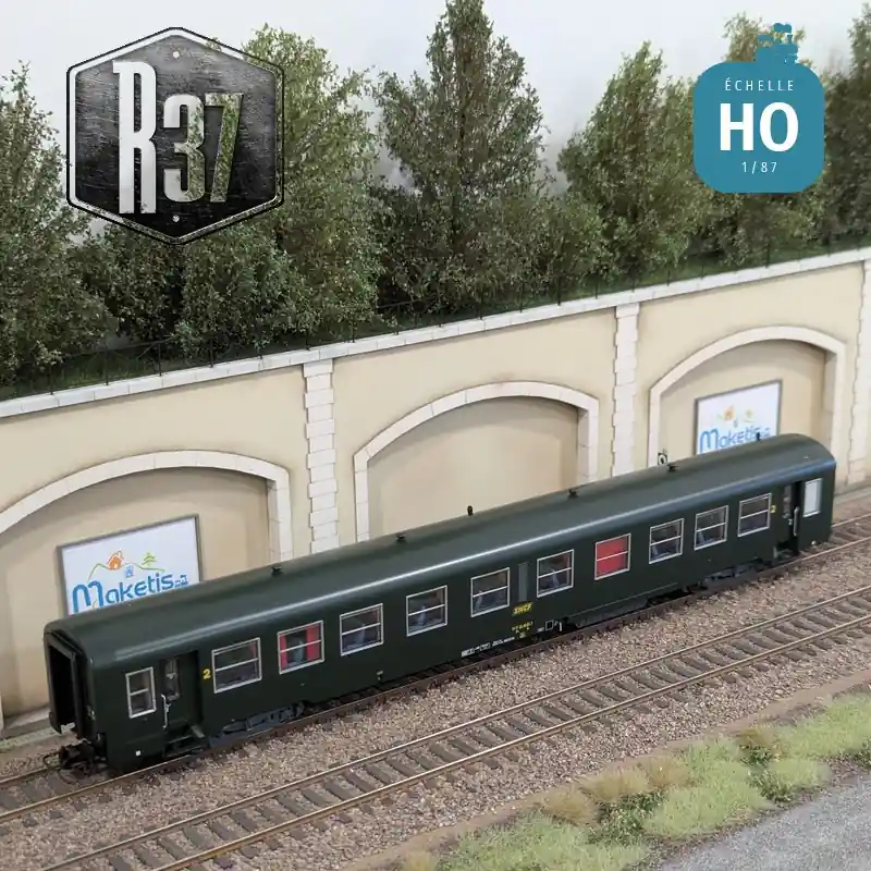 Voiture voyageurs USI B10t longue bogie Y24 verte SNCF Ep IVa avec éclairage HO R37 42514B - Sofort kaufen
