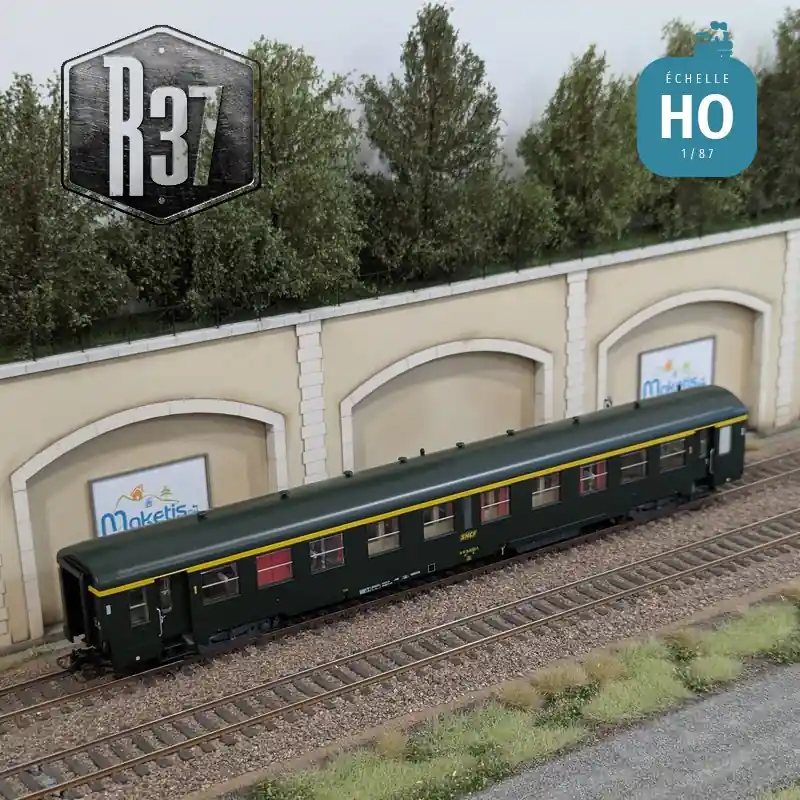 Top-Deal | Voiture voyageurs USI A4t4 longue bogie Y24 verte SNCF Ep IVa avec éclairage HO R37 42519