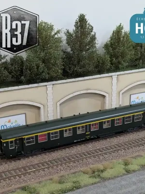 Voiture voyageurs USI A4t4 longue bogie Y24 verte SNCF Ep IVa avec éclairage HO R37 42519B - Jetzt sichern