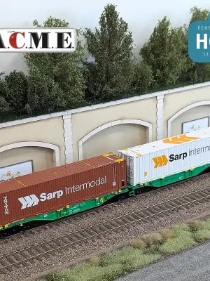 Reduziert | Wagon multimodal articulé 90‘ type Sggmrss MFD Rail avec 2 caisses mobiles "Sarp Intermodal" EP VI HO ACME 40492