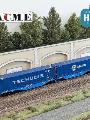 Nur noch wenige | Wagon multimodal articulé 90‘ type Sggmrss Eurowagon avec caisses mobiles "Geodis et Tschudi" EP VI HO ACME 40399