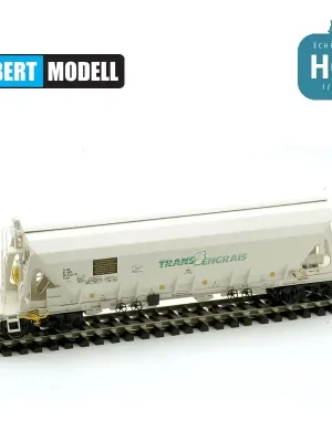 Zertifiziert - Wagon trémie Tapps blanc Trans Engrais bogies Y25 moulés SNCF Ep V HO Albert Modell 065326
