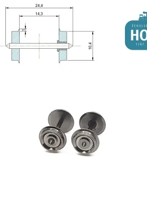 Essieux NEM (2 pcs) pour wagon Lima diamètre 10,4 mm HO MAK6108 - Sale