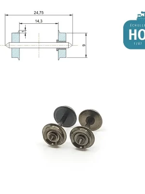 Essieux NEM (2 pcs) pour wagon Roco diamètre 9,0 mm HO MAK6111 | Schneller Versand