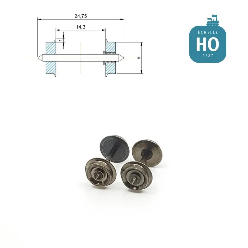 Essieux NEM (2 pcs) pour wagon Roco diamètre 9,0 mm HO MAK6111 | Schneller Versand