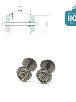 Essieux NEM (2 pcs) pour wagon Jouef diamètre 11,4 mm HO MAK6114 | Premium