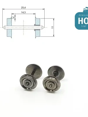 Essieux NEM (2 pcs) pour wagon Jouef diamètre 11,0 mm HO MAK6139 - Neu