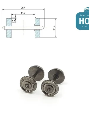 Expressversand - Essieux RP25 (2 pcs) pour wagon Jouef diamètre 11,4 mm HO MAK8114