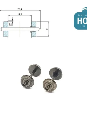 Bewährte Qualität - Essieux RP25 (2 pcs) pour wagon Jouef diamètre 9,0 mm HO MAK8137