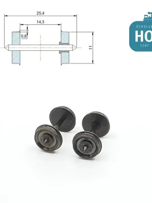 Essieux RP25 (2 pcs) pour wagon Jouef diamètre 11,0 mm HO MAK8139 - Aktionspreis