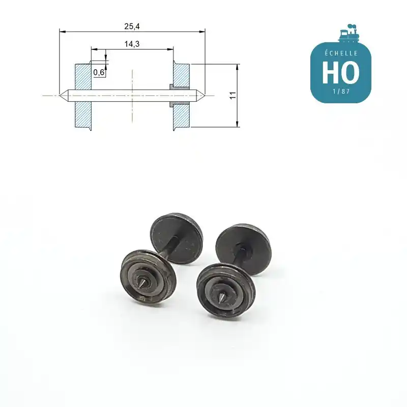 Essieux RP25 (2 pcs) pour wagon Jouef diamètre 11,0 mm HO MAK8139 - Aktionspreis
