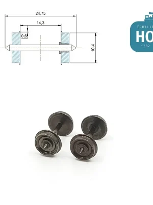 Essieux RP25 (2 pcs) pour wagon Roco diamètre 10,4 mm HO MAK8140 | Markenqualität