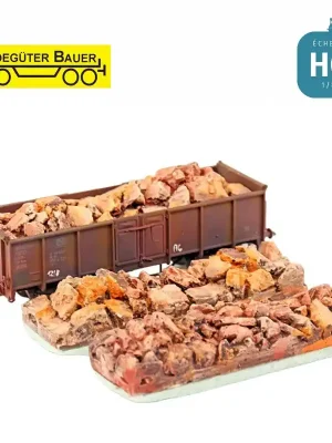 Nur noch wenige | Blocs de roche pour wagon tombereau à essieux 3 pcs HO Ladegüter Bauer H01347