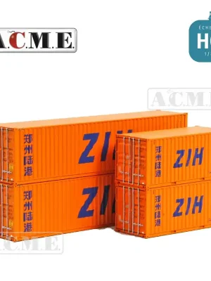 Set de 2 containers 20 et 40 pieds High-Cube ZIH orange HO ACME 95041 - Neu eingetroffen