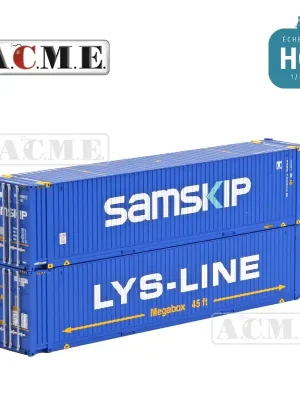 Abverkauf | Set de 2 caisses mobiles Samskip et LYS-LINE 45 pieds bleu HO ACME 95044