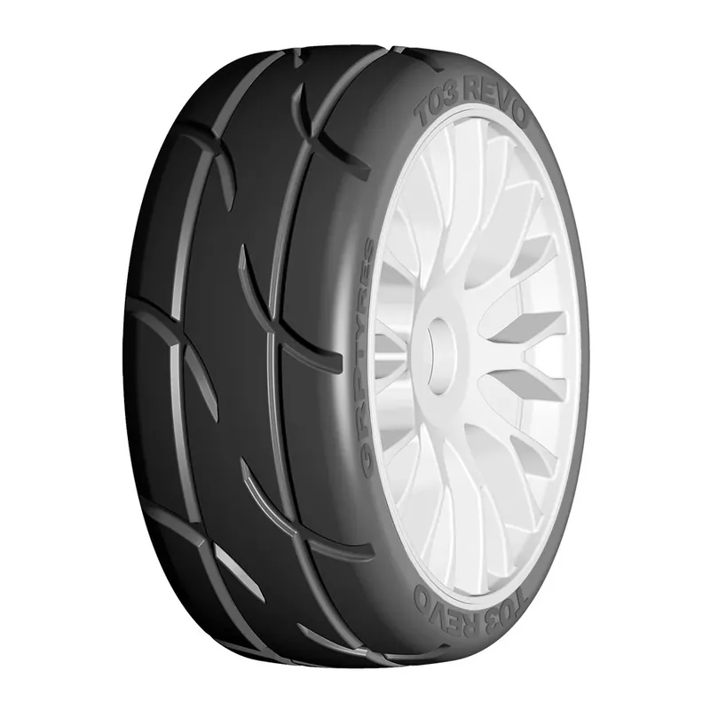 GRP Pneus X-Tech 1/8 GT T03 Revo + Jantes Flex Blanches (x2) GTH03 - Top-Deal