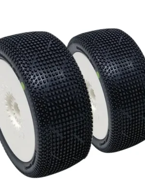 6MIK Pneus Buggy montés collés Scratch + Jantes Ultra Blanches + Inserts (x2) TU17 - Premium