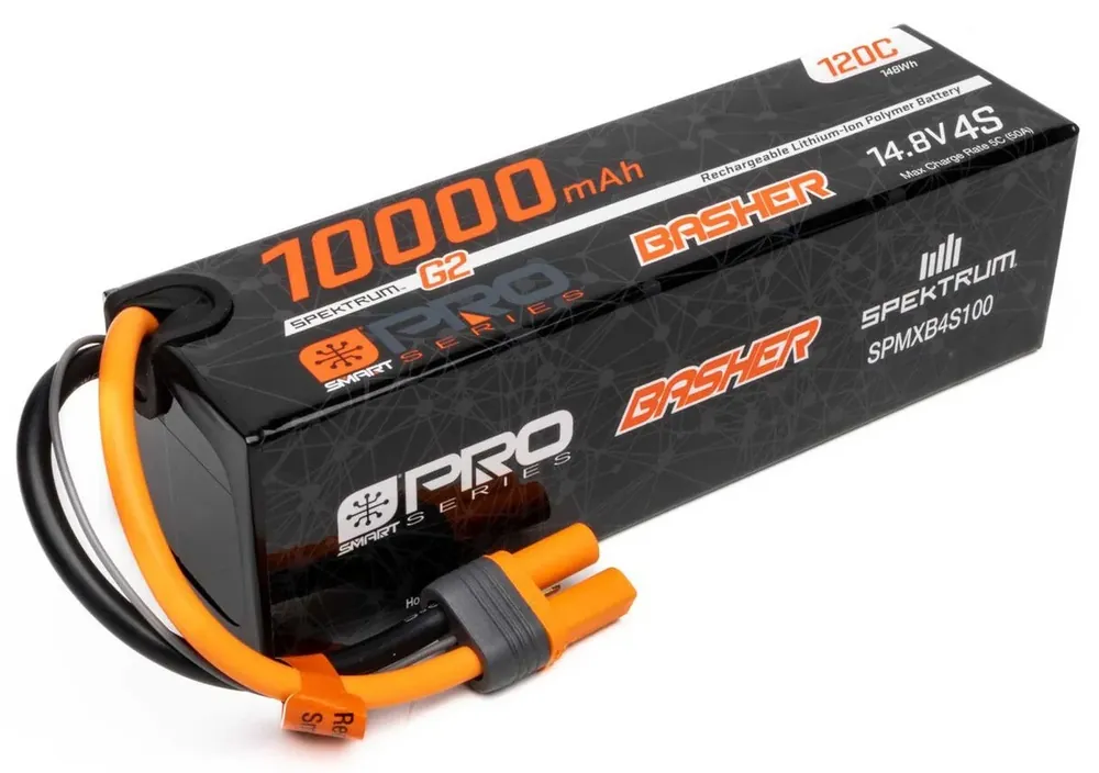 Neu eingetroffen - Spektrum Accu lipo Smart G2 Pro Basher 4S 14.8v 10000mah 120C Hard Case IC5