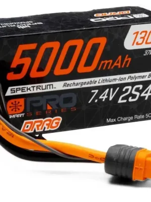 Spektrum Accu lipo Smart Pro Series Drag 2S 7.4v 5000mah 130C Hard Case IC5 - Vorteilspreis