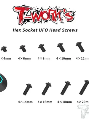 Auf Lager | T-Work‘s Vis Bombée Noir Acier M4 12.9 UFO 4x10mm (x5) SS-410U-5