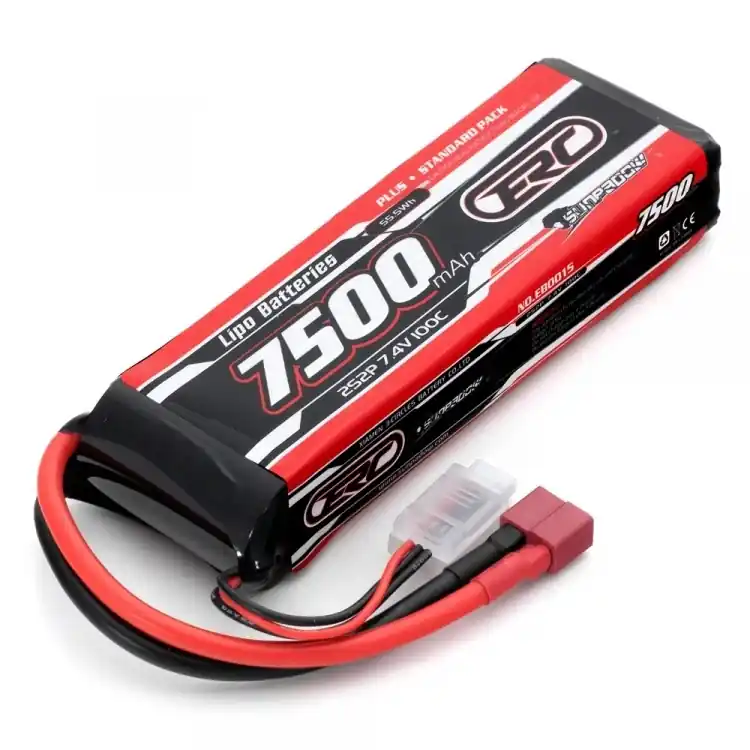 Abverkauf - NEU Sunpadow SW256414 LiPo Akku 2S 7,4V 7500mAh 100C Softcase T-Stecker