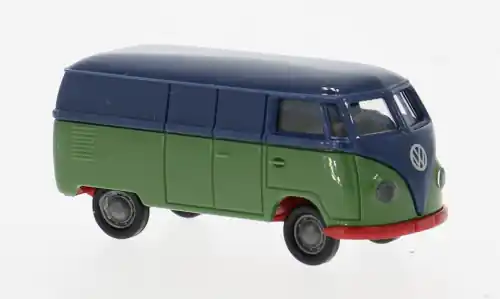 Zertifiziert - VW T1a Kasten, dunkelblau/grün, 1950, 1 87, Brekina