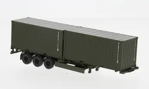 - Containerauflieger 3achs mit 2 x 20 ft. Container, Bundeswehr, 1 87, Herpa Military - Preisnachlass